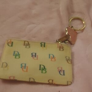 Vintage Dooney & Bourke Yellow and Pink Heart Keychain Wallet